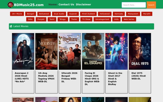 Screenshot of bdmusic25.com