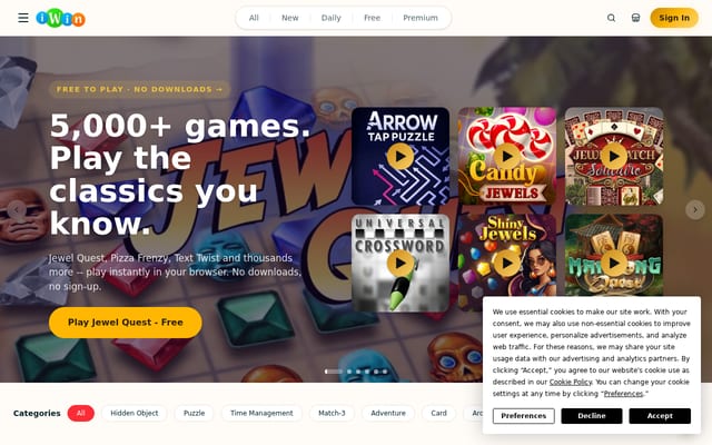 Screenshot of iwin.com