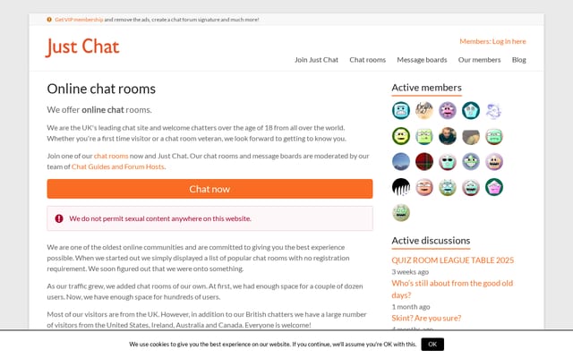 Screenshot of justchat.co.uk