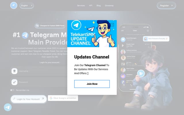 Screenshot of telekartsmm.com