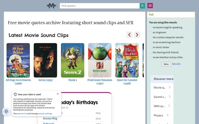Screenshot of movie-sounds.org