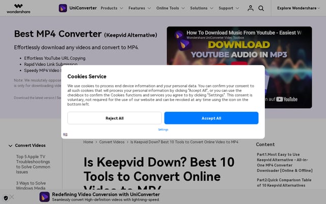 Screenshot of keepvid.com