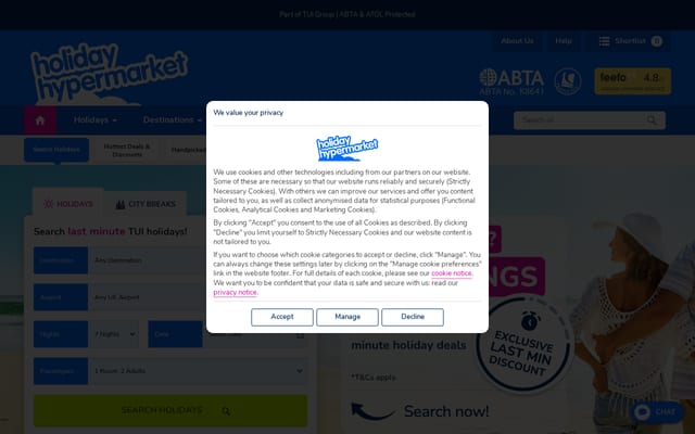 Screenshot of holidayhypermarket.co.uk