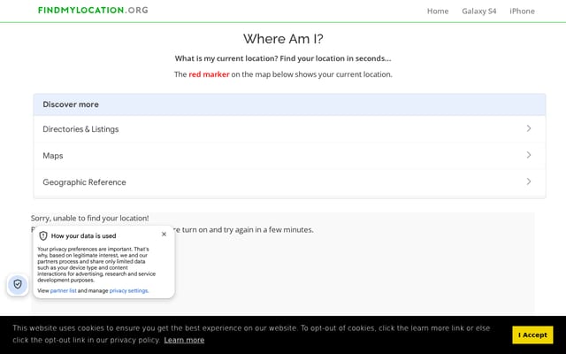 Screenshot of findmylocation.org