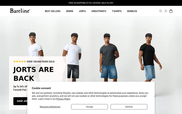 Screenshot of bareline.com