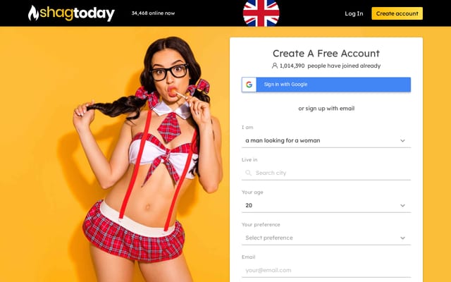 Screenshot of shagtoday.co.uk