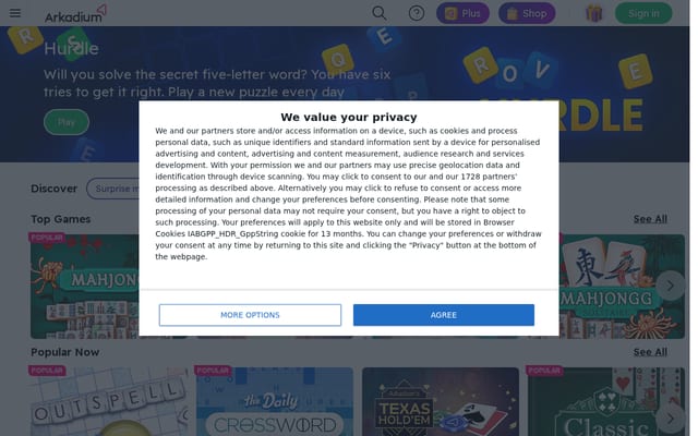 Screenshot of arkadium.com