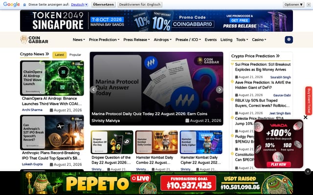 Screenshot of coingabbar.com