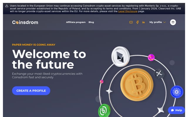 Screenshot of coinsdrom.com