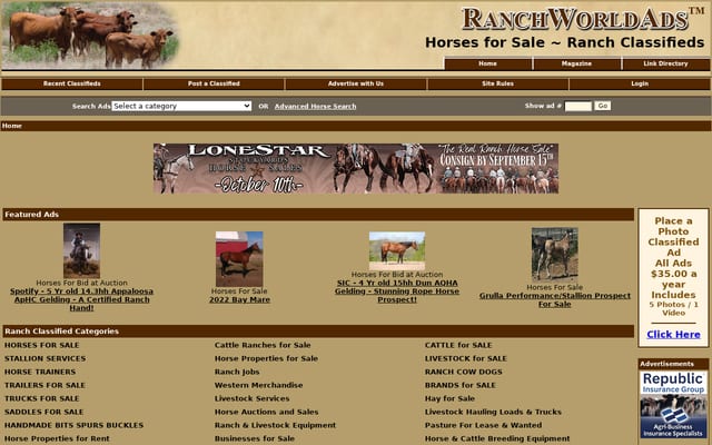 Screenshot of ranchworldads.com