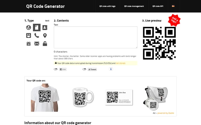 Screenshot of goqr.me