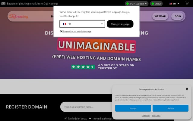 Screenshot of digi.hosting