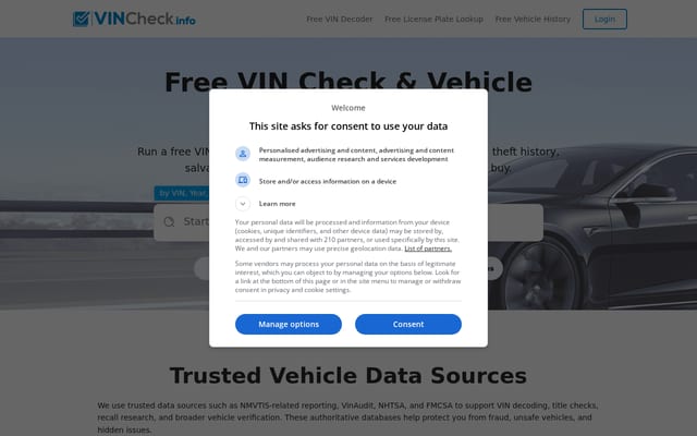 Screenshot of vincheck.info