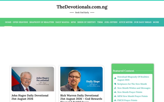 Screenshot of thedevotionals.com.ng
