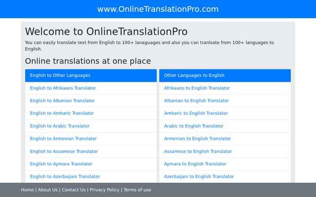Screenshot of onlinetranslationpro.com