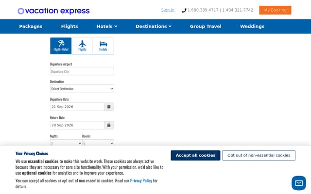 Screenshot of vacationexpress.com
