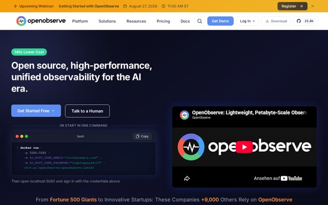 Screenshot of openobserve.ai