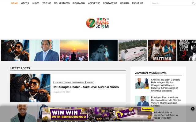 Screenshot of zedjams.com