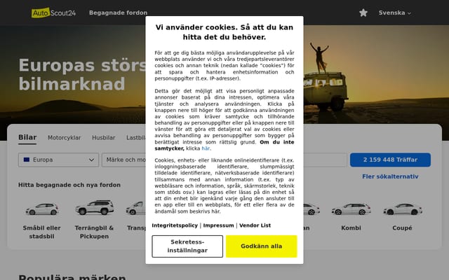Screenshot of autoscout24.se