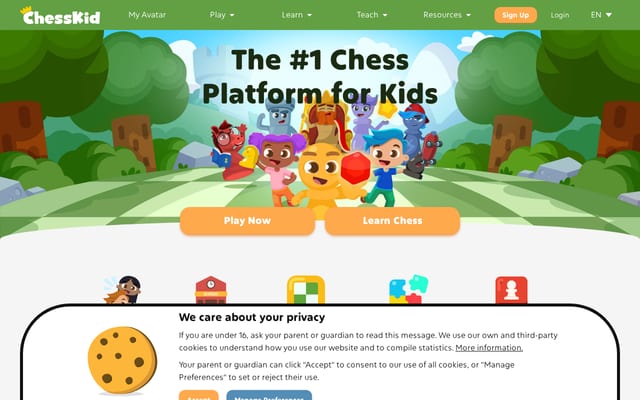 Screenshot of chesskid.com
