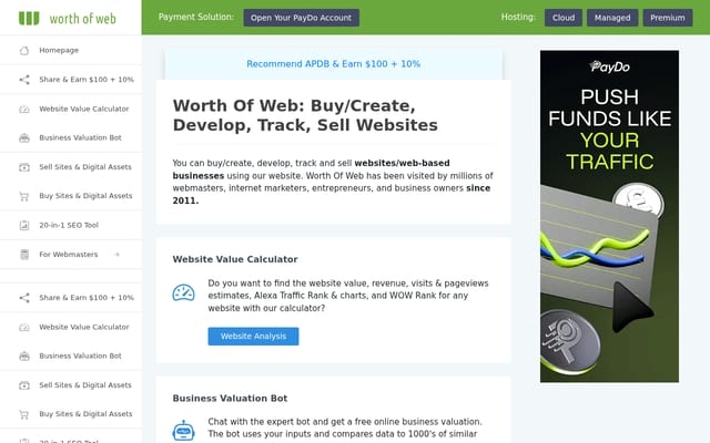 Screenshot of worthofweb.com