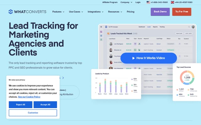 Screenshot of whatconverts.com