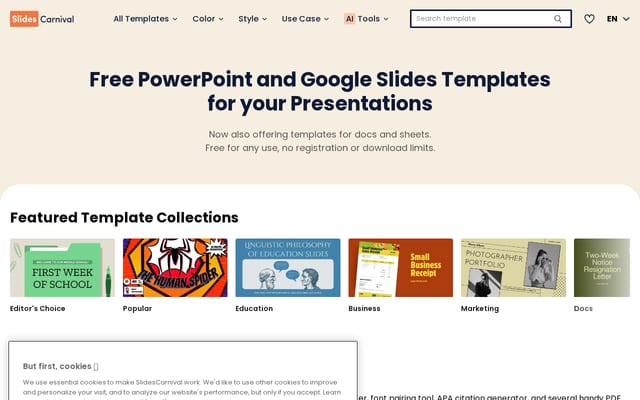 Screenshot of slidescarnival.com