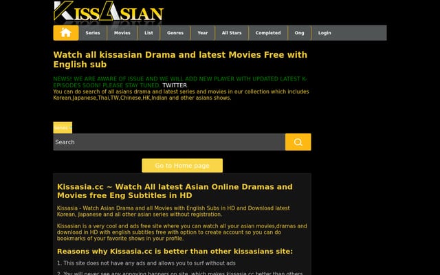 Screenshot of kissasia.cc