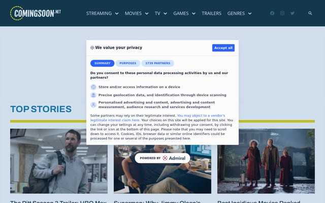 Screenshot of comingsoon.net