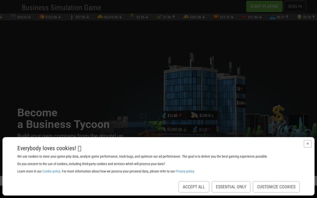 Screenshot of simcompanies.com