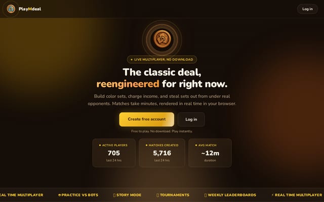 Screenshot of playmdeal.com