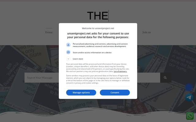 Screenshot of unsentproject.net