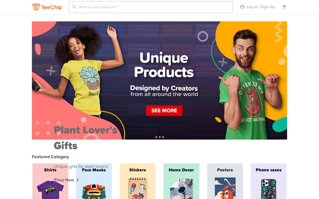 Screenshot of teechip.com
