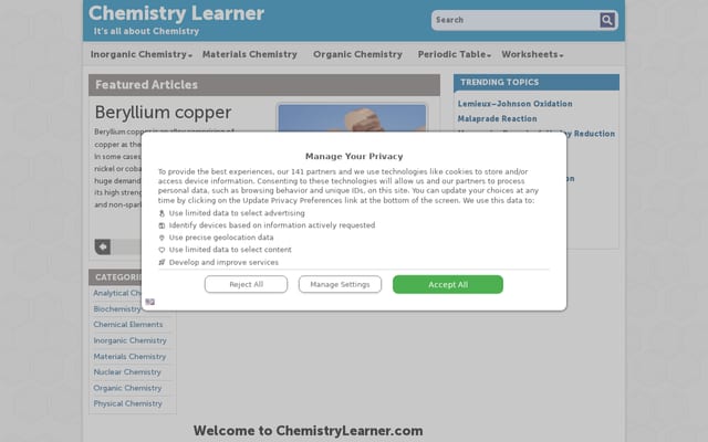 Screenshot of chemistrylearner.com