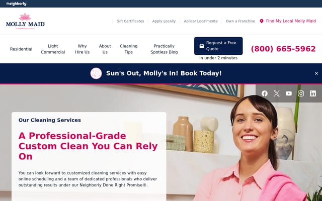 Screenshot of mollymaid.com
