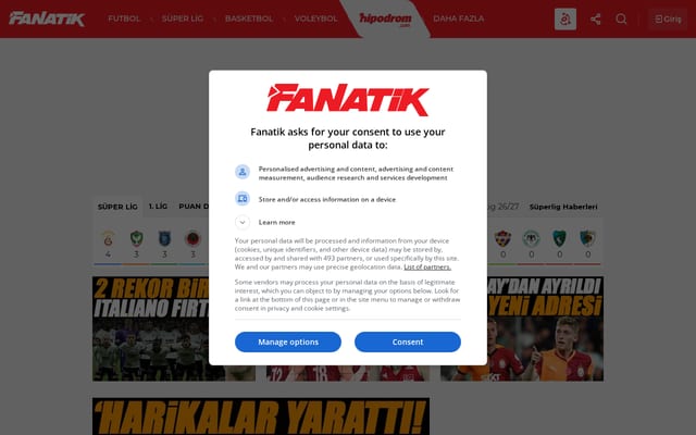 Screenshot of fanatik.com.tr
