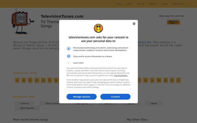 Screenshot of televisiontunes.com
