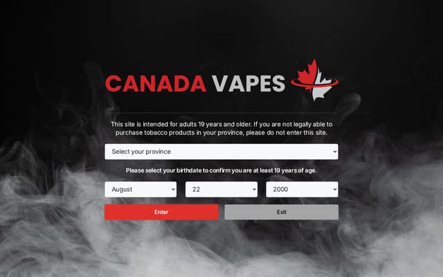 Screenshot of canadavapes.com