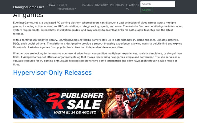Screenshot of elamigos-games.net
