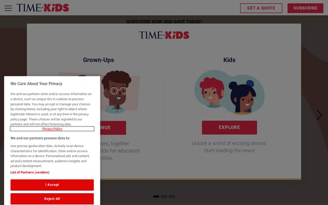 Screenshot of timeforkids.com