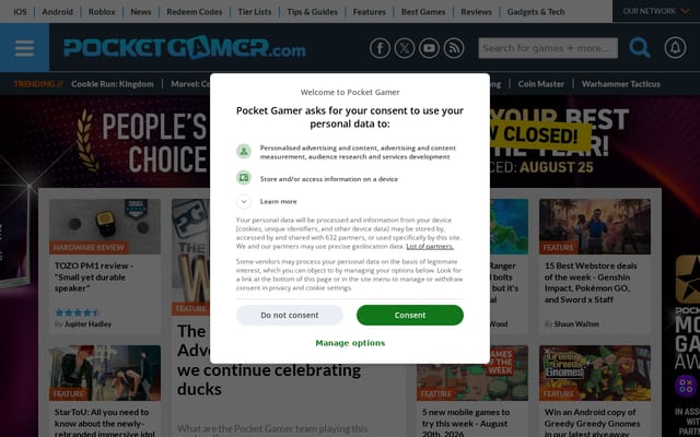 Screenshot of pocketgamer.com
