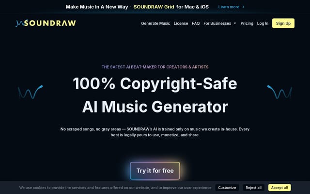 Screenshot of soundraw.io