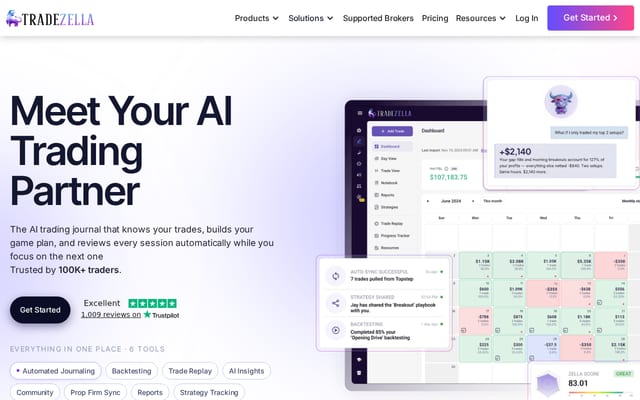 Screenshot of tradezella.com