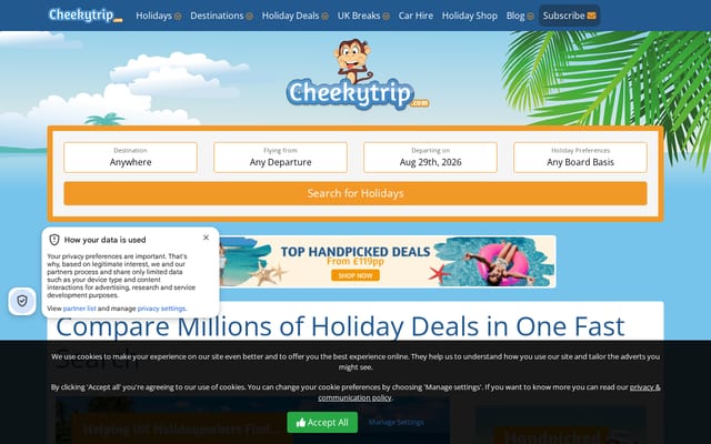 Screenshot of cheekytrip.com