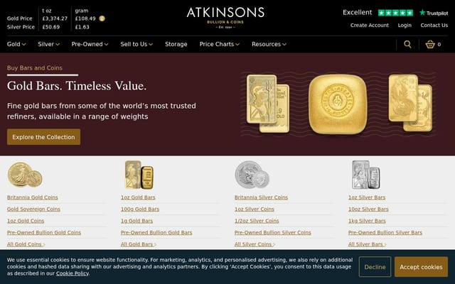 Screenshot of atkinsonsbullion.com