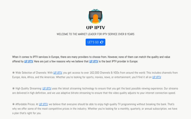 Screenshot of upiptv.store