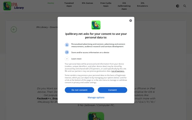 Screenshot of ipalibrary.net