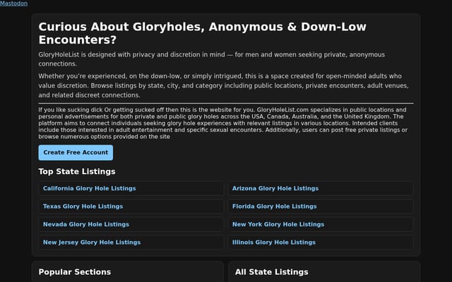 Screenshot of gloryholelist.com