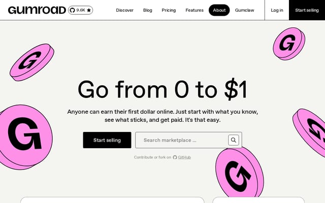 Screenshot of gumroad.com
