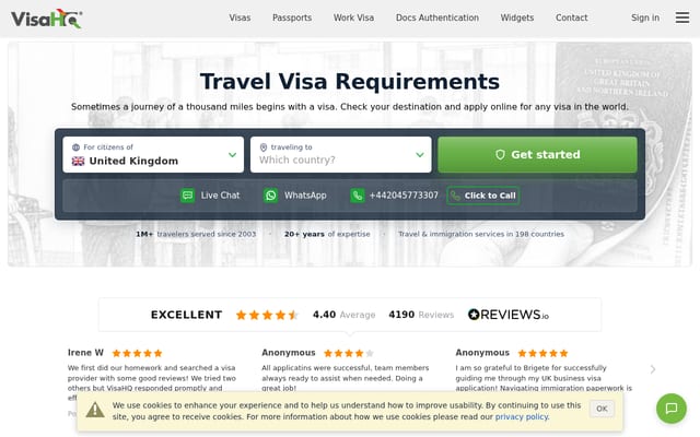 Screenshot of visahq.co.uk